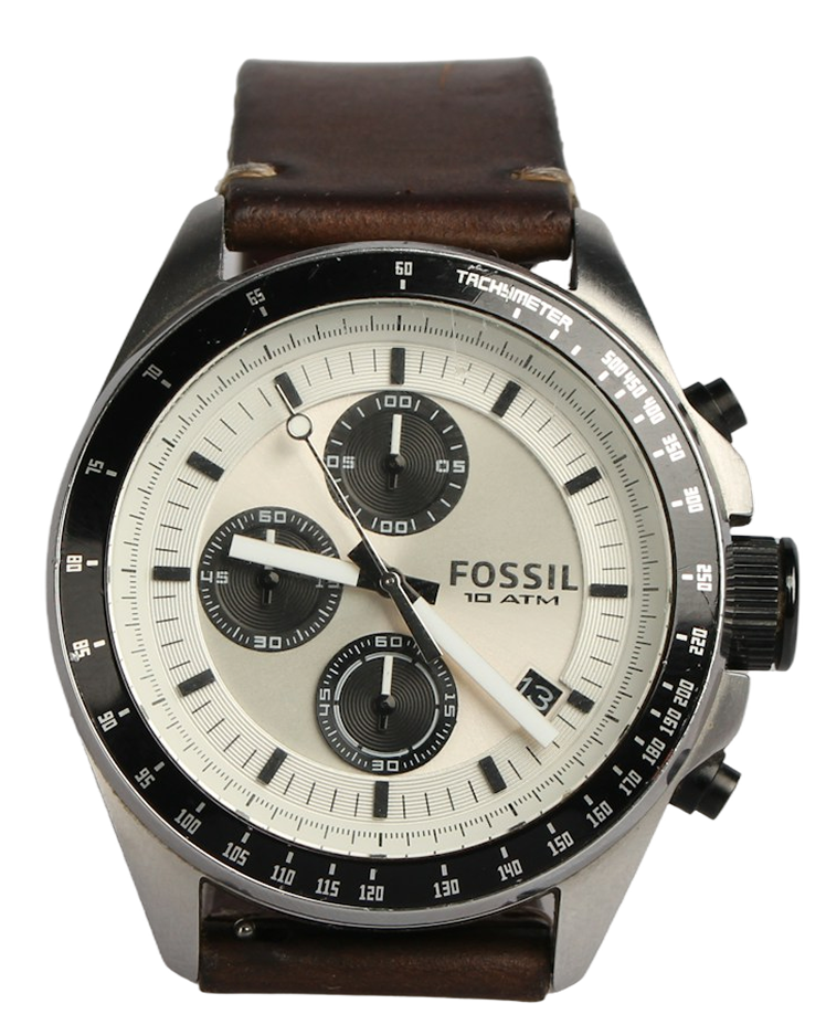 Fossil chronograph watch with leather strap